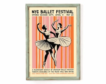 NYC Ballet Festival 1969 Poster - Vintage Dance Wall Art Retro Music Hall Decor Print