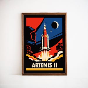 Artemis II Rocket Launch - Giclée Fine Art Print - NASA Space Exploration Lunar Mission Decor