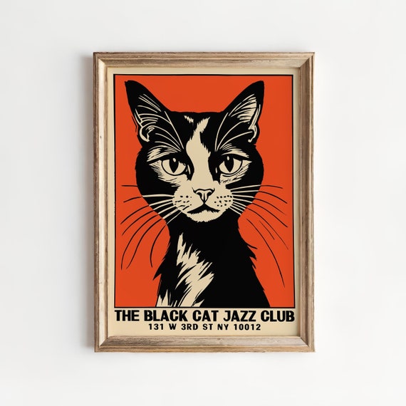 Black Cat Jazz Club Poster: NYC Mid-century Modern Art Print - Etsy