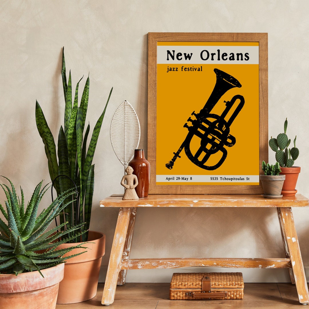 New Orleans Jazz Festival Poster Music Concert Art Print Etsy
