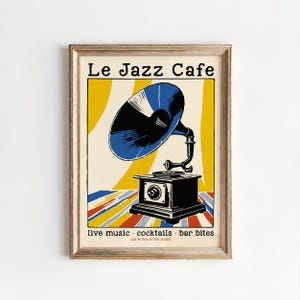 Jazz Cafe Poster - Mid Century Modern Music Print - French Bistro