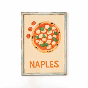 Naples Pizza Poster - Giclée Fine Art Print - Italian Food Kitchen Wall Decor