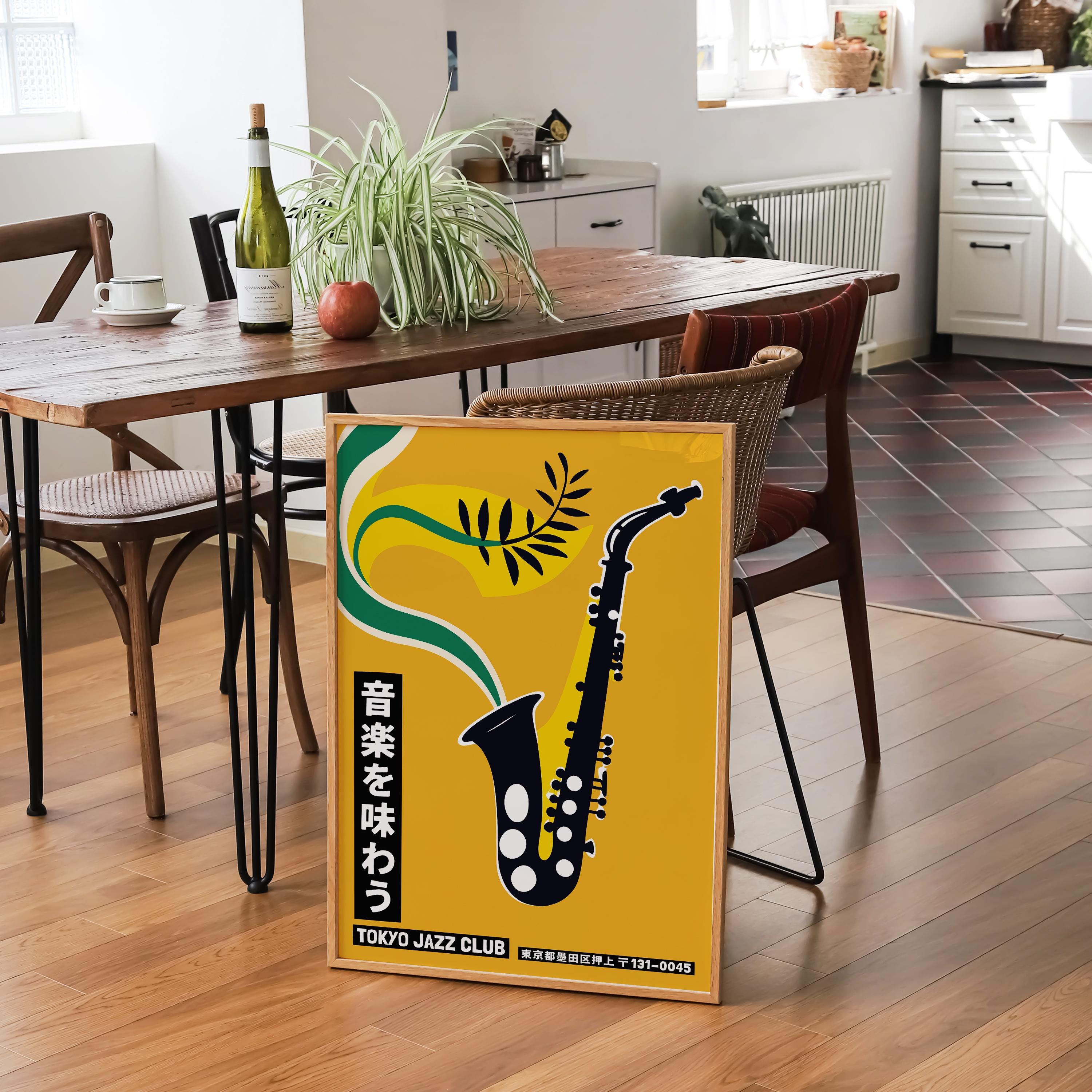 Japanese Jazz Club Art Print: Mid-century Modern Saxophone