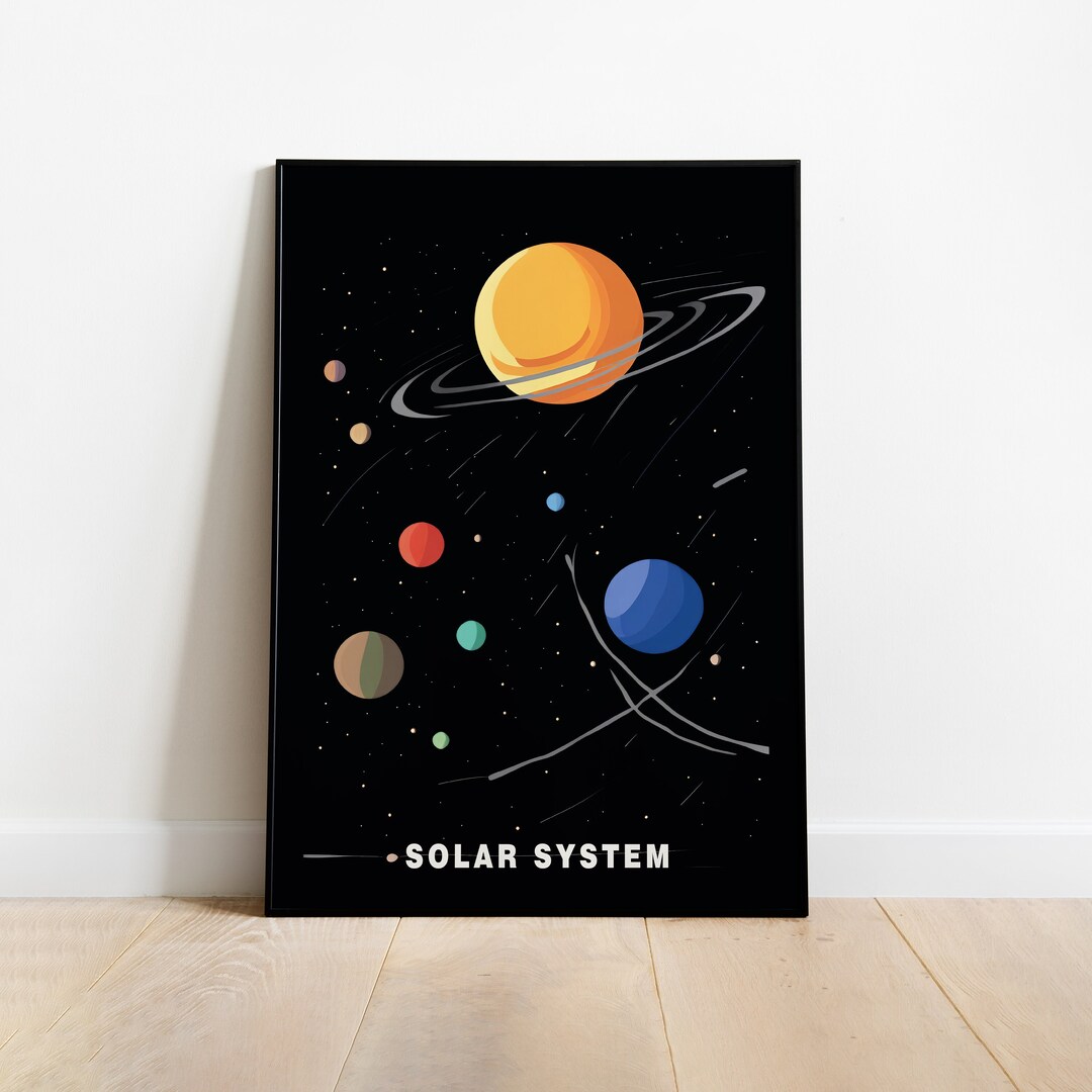 SOLAR SYSTEM POSTER Minimal Planets Geometric Space Art Print Nasa ...