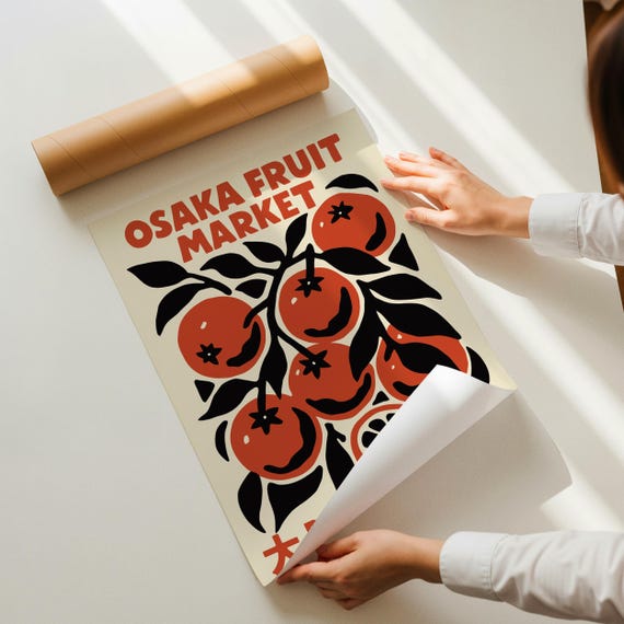 Osaka Fruit Market Poster - Japanese Wall Art Kitchen Decor