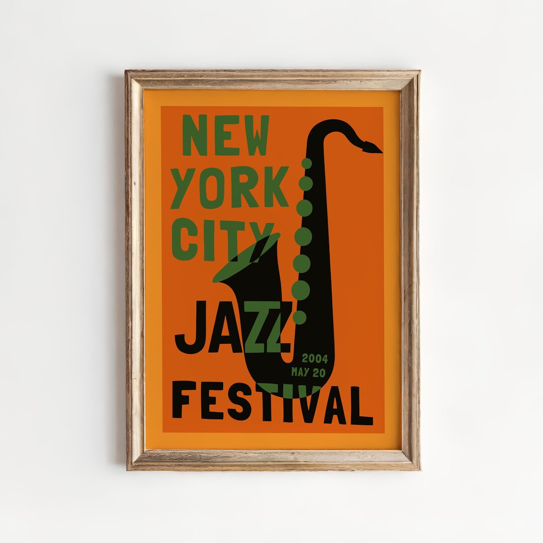 NYC Jazz Festival Poster: Vintage Saxophone Print, 2004 Music