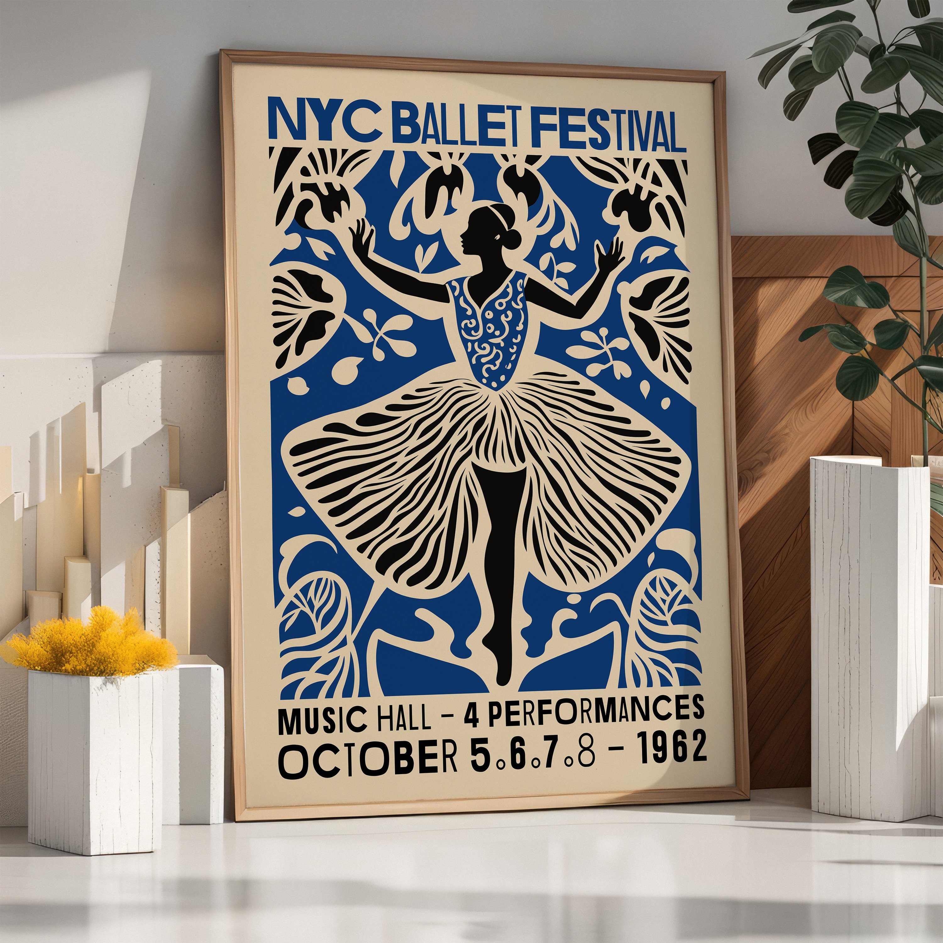 1962 NYC Ballet Festival Poster – Vintage Dance Theater Print Wall