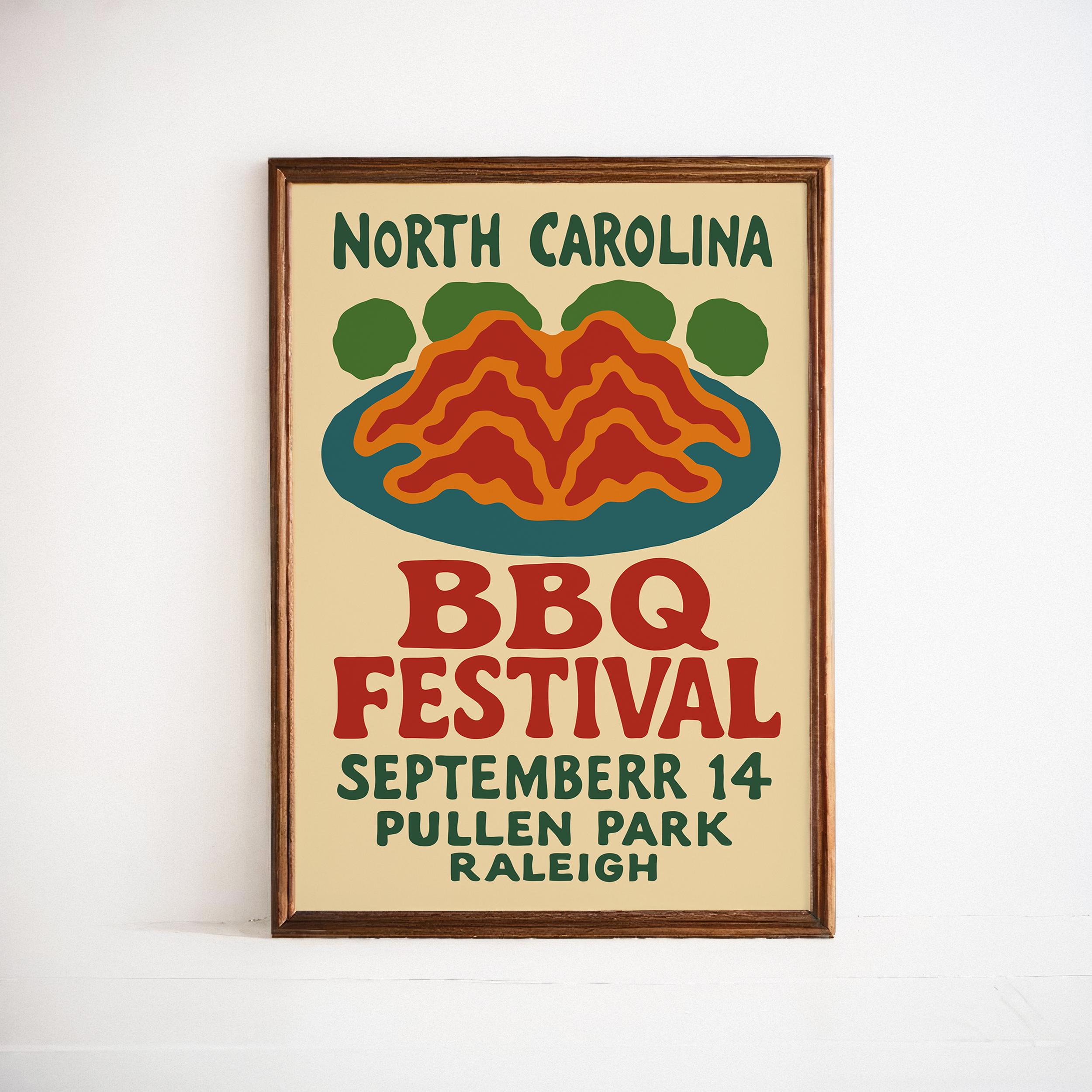 North Carolina BBQ Festival Poster: Vibrant Southern Food Art - Main Image