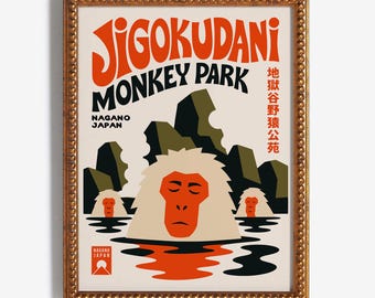 Jigokudani Monkey Park Poster - Japanese Travel Wall Art, Japan