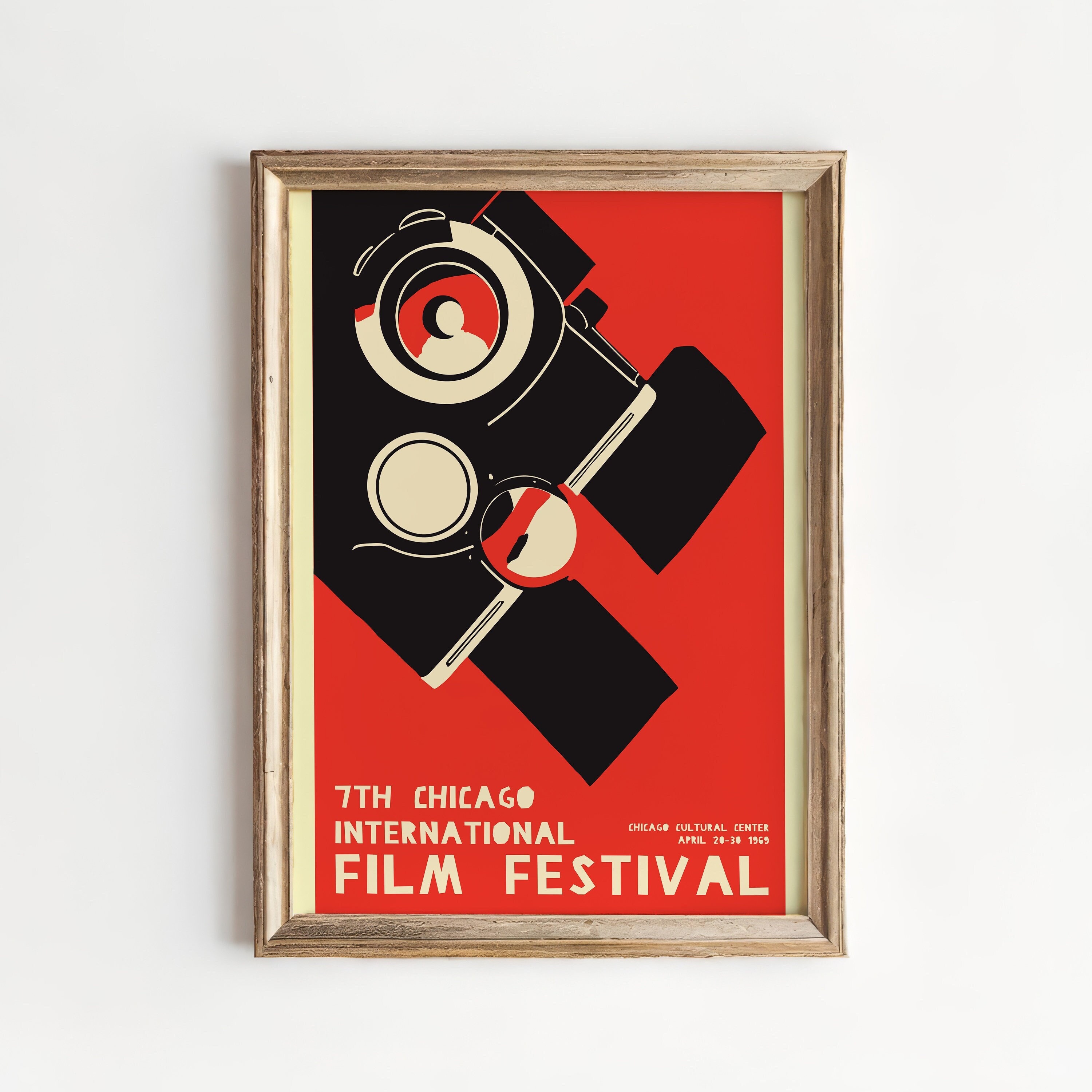 Chicago Film Festival Poster Print - Vintage Cinema Camera Red