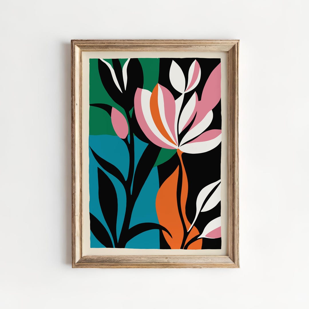 Abstract Botanical Art Print, Modern Floral Wall Decor, Colorful Plant ...