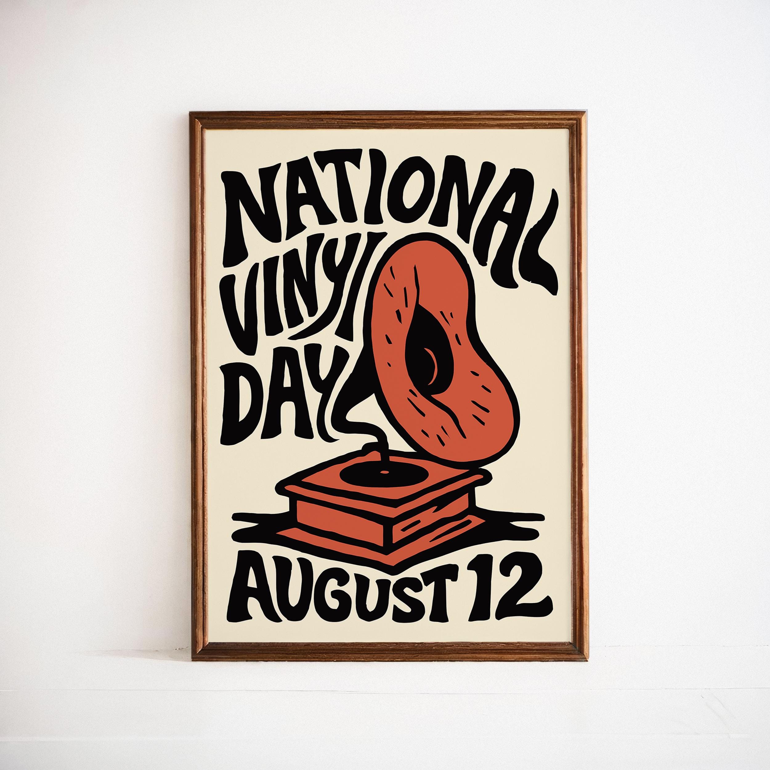 National Vinyl Day Poster - Retro Record Player Art Print - Etsy