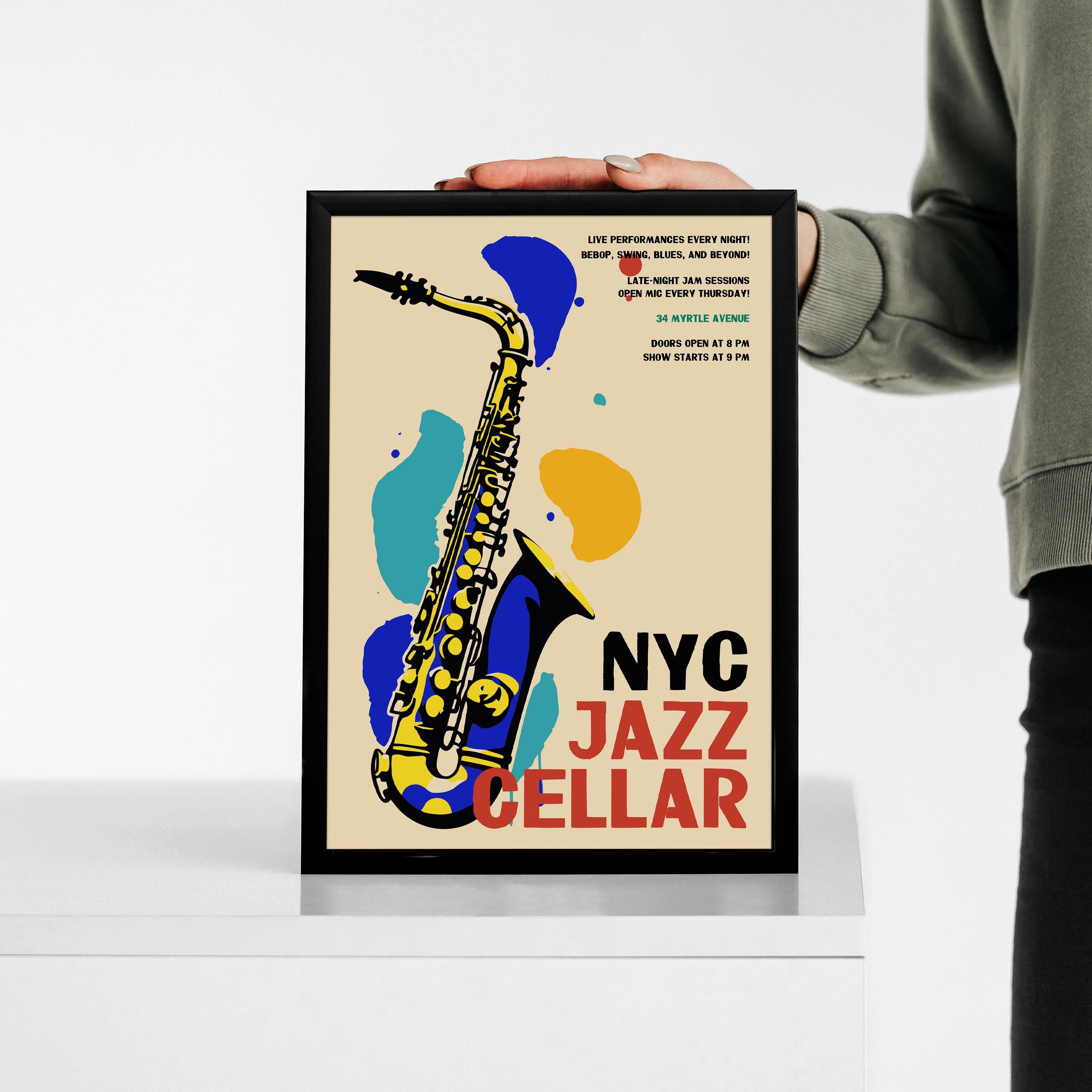 JAZZ Reworked mid century アートポスター  A2 Jazz Music Poster, Vinyl Art, New York, Amsterdam