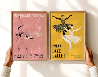 SET OF 2 - Ballet Posters NYC | Dance Wall Decor, Opera Print, Vintage Room