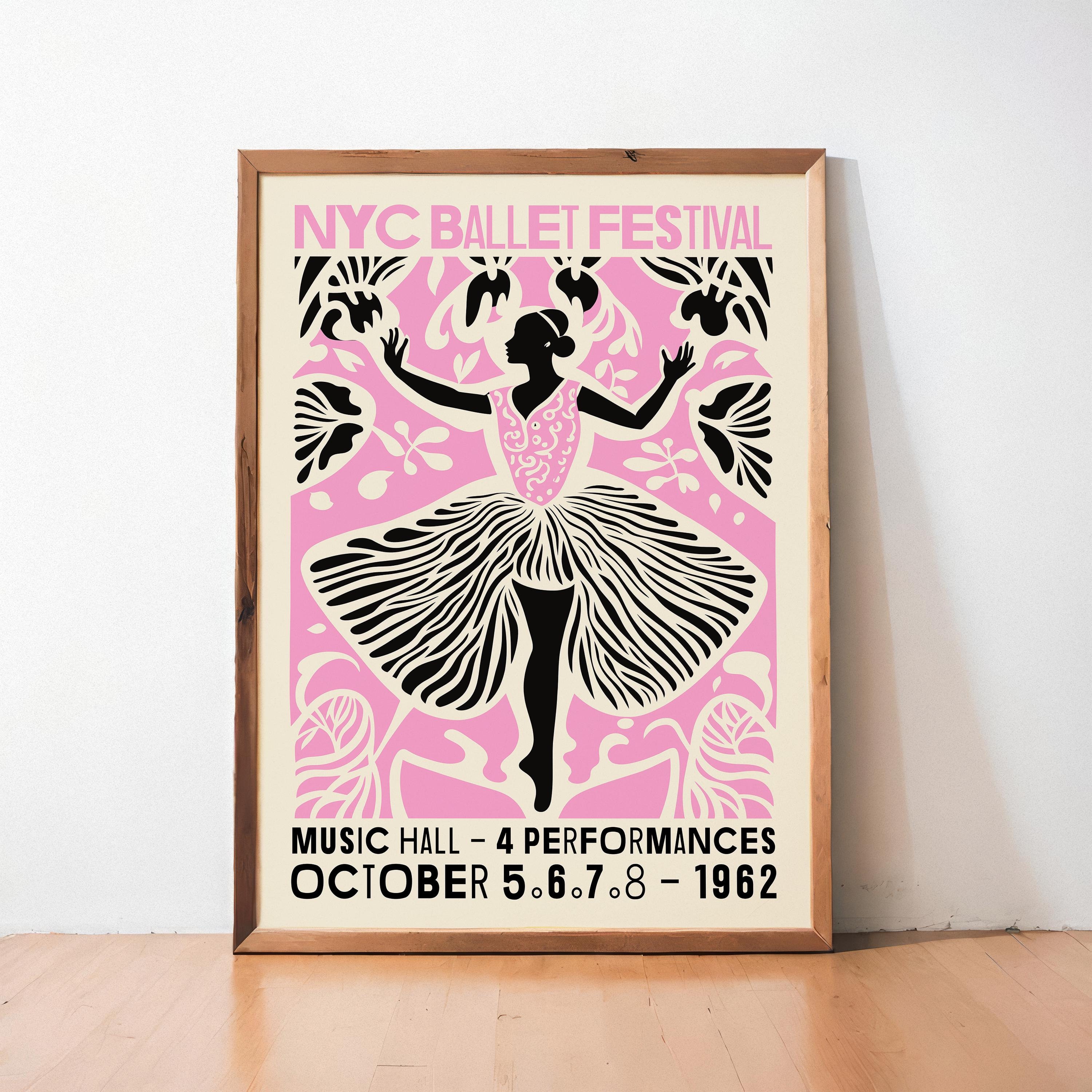 NYC Ballet Festival Poster: 1962 Retro Music Hall Art Print - Etsy