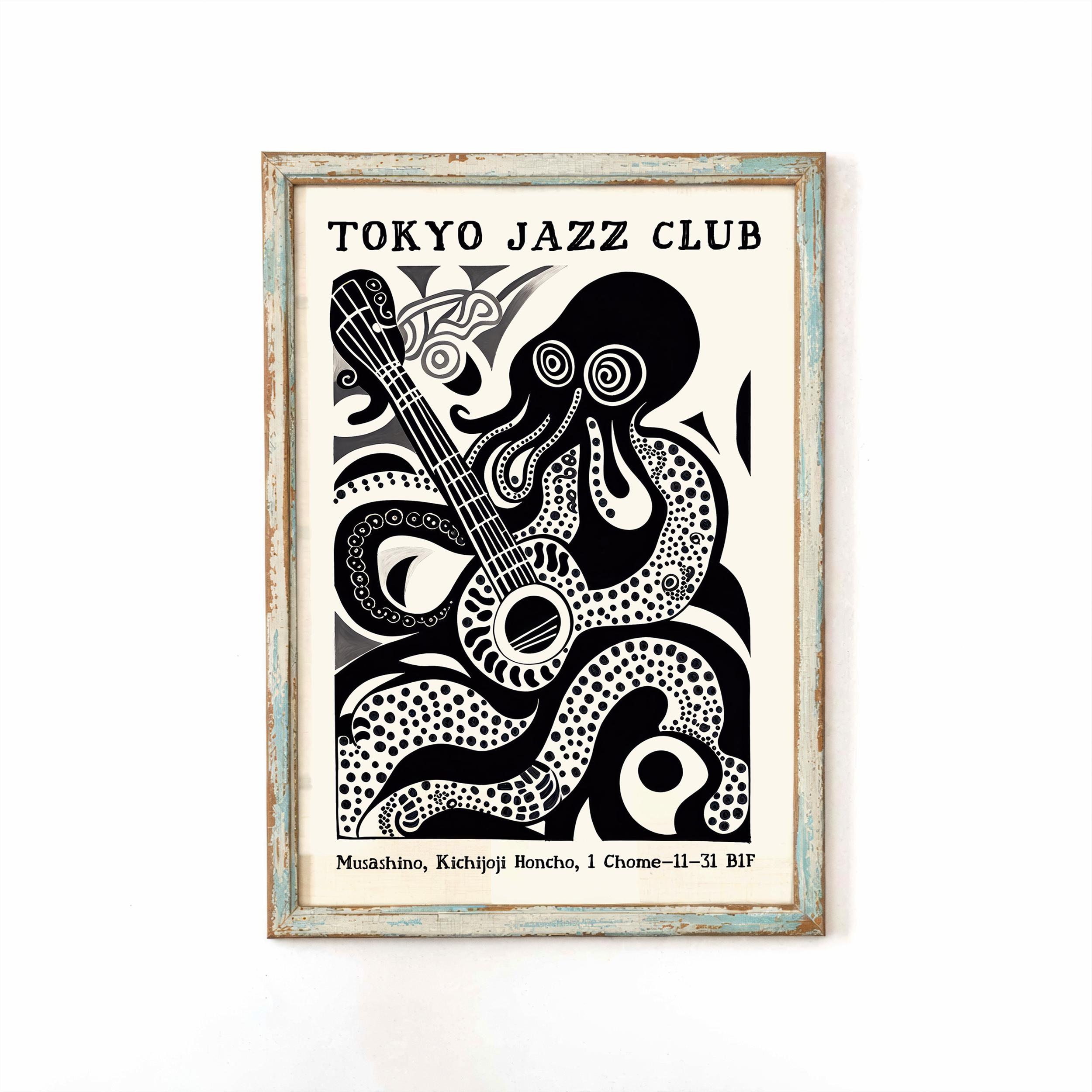 Tokyo Jazz Club Poster - Giclée Fine Art Print - Vintage Octopus