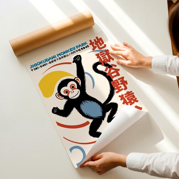 Jigokudani Snow Monkey Travel Poster - Giclée Fine Art Print