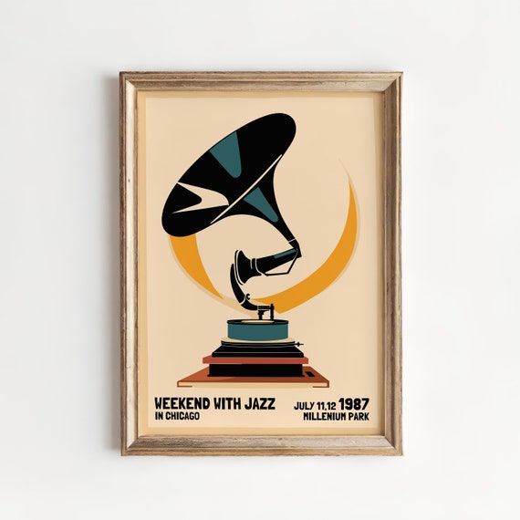 1987 Weekend With Jazz Poster - Chicago - Gramophone Music Vintage Wall Decor