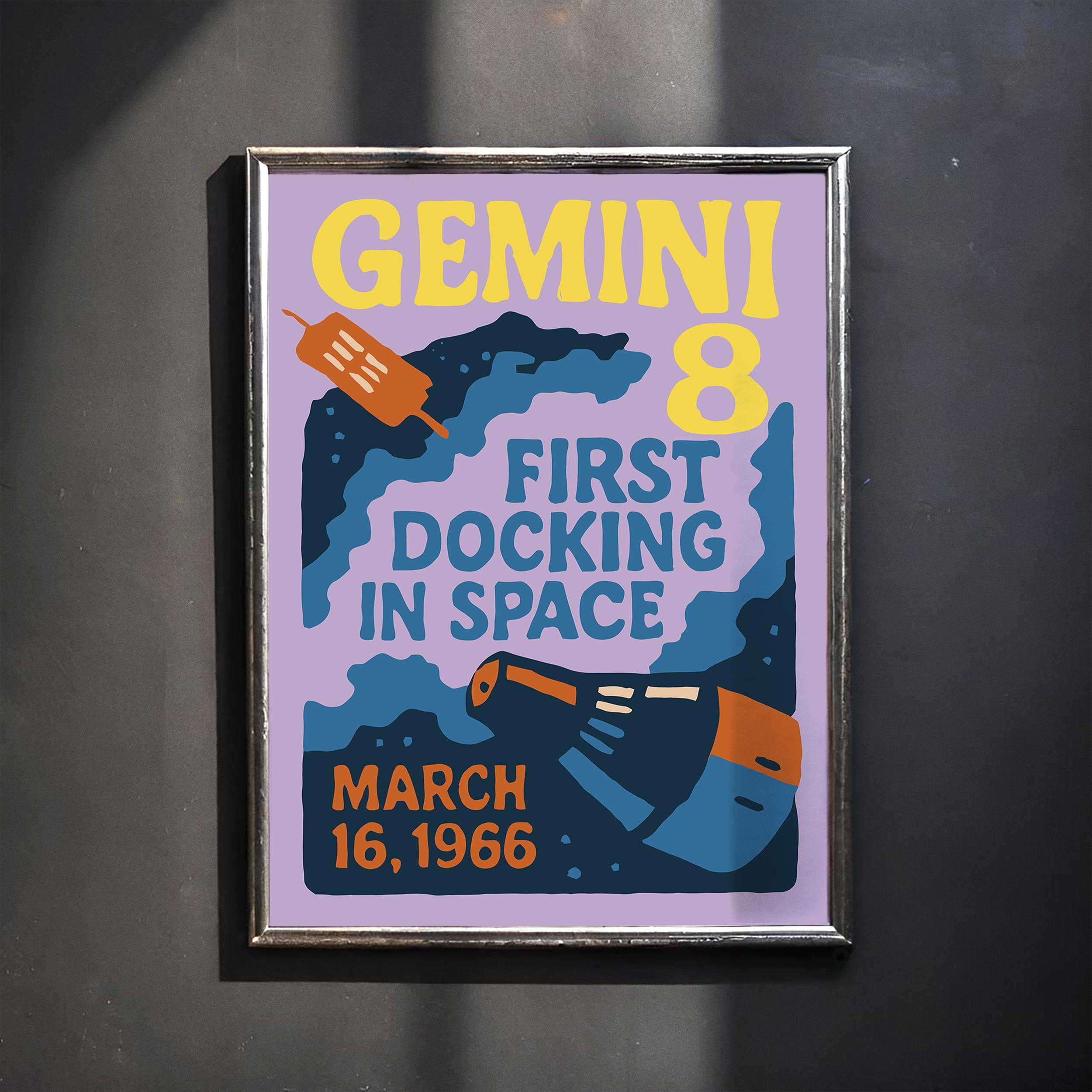 Gemini 8 First Docking Space 1966 Poster - Space Wall Art Retro