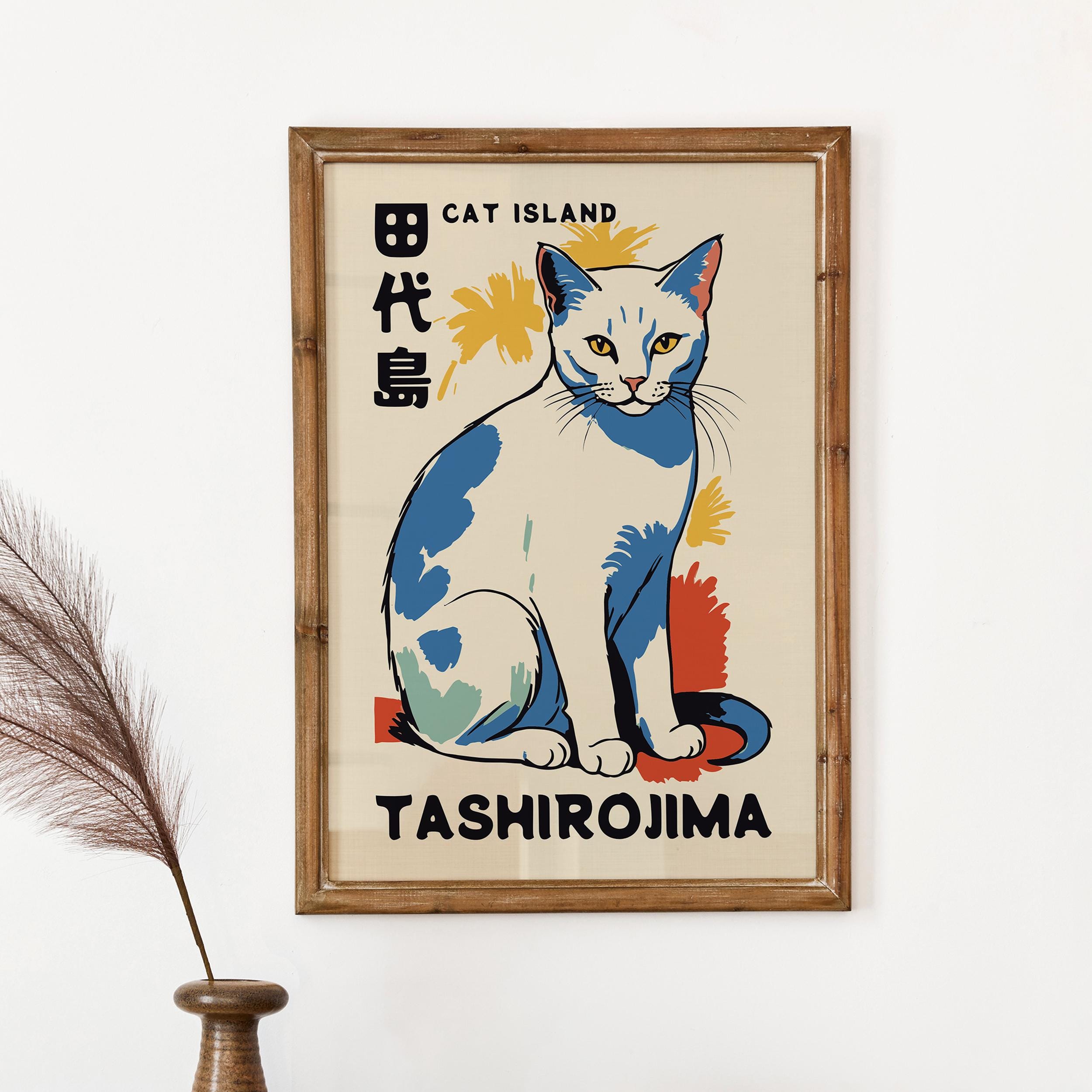 Cat Island Tashirojima Poster - Feline Travel Wall Art Print