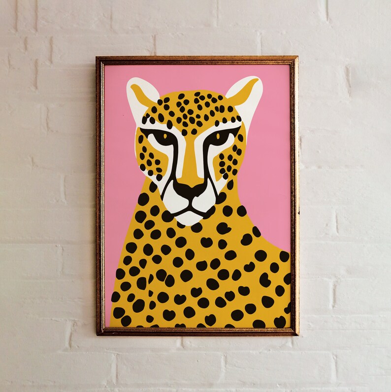 Cheetah Print Jungle Poster Minimal Cheetah Art Animal Etsy
