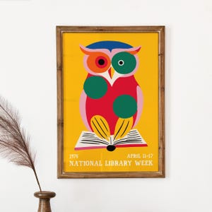 1976 National Library Week Poster - Reading Wall Art Print Home Decor Vintage