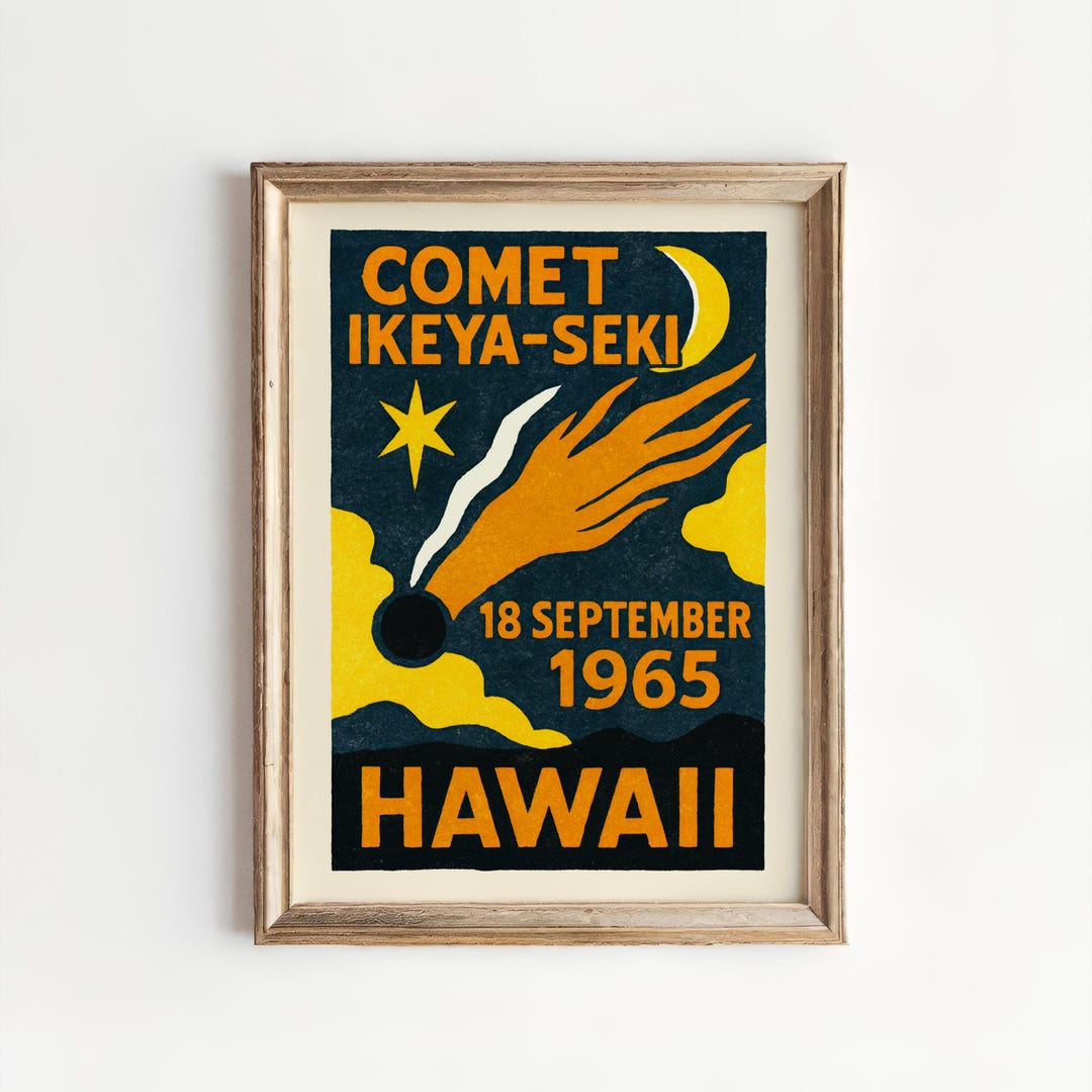 Comet Ikeya-seki Print - 1965 Hawaii Astronomy Science Sky Vintage