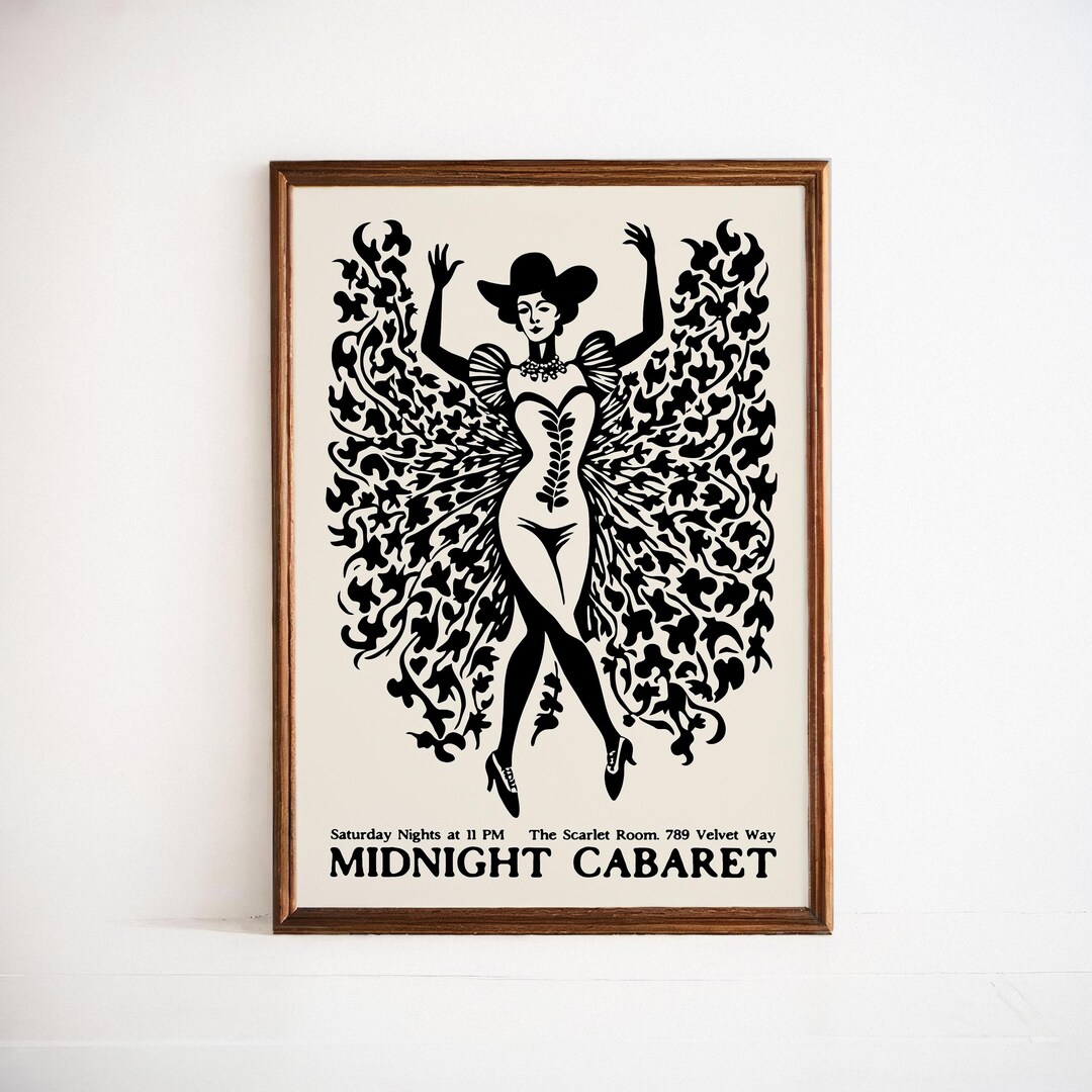 Midnight Cabaret Poster - Elegant Burlesque Show Art Print