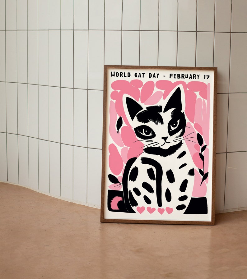 World Cat Day Poster Original Poster Print Illustration Etsy