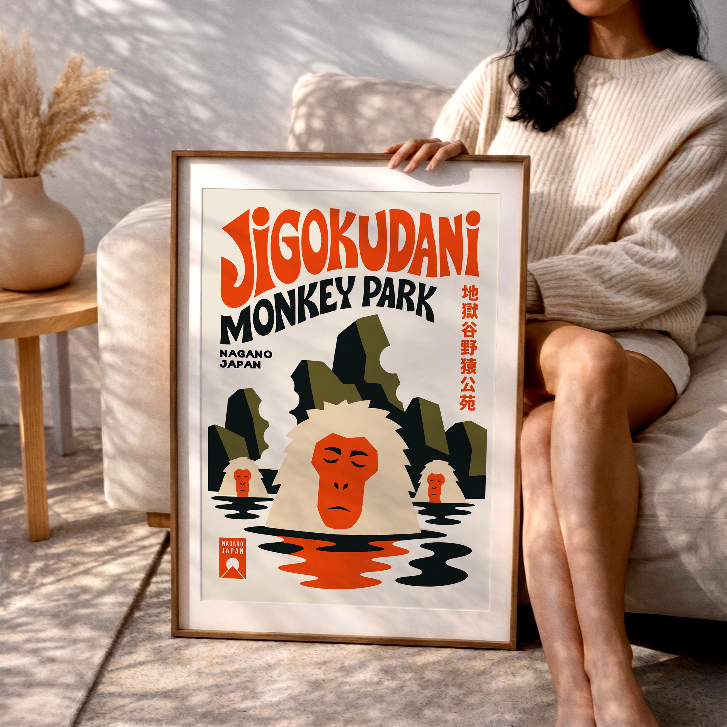 Jigokudani Monkey Park Poster - Japanese Travel Wall Art, Japan