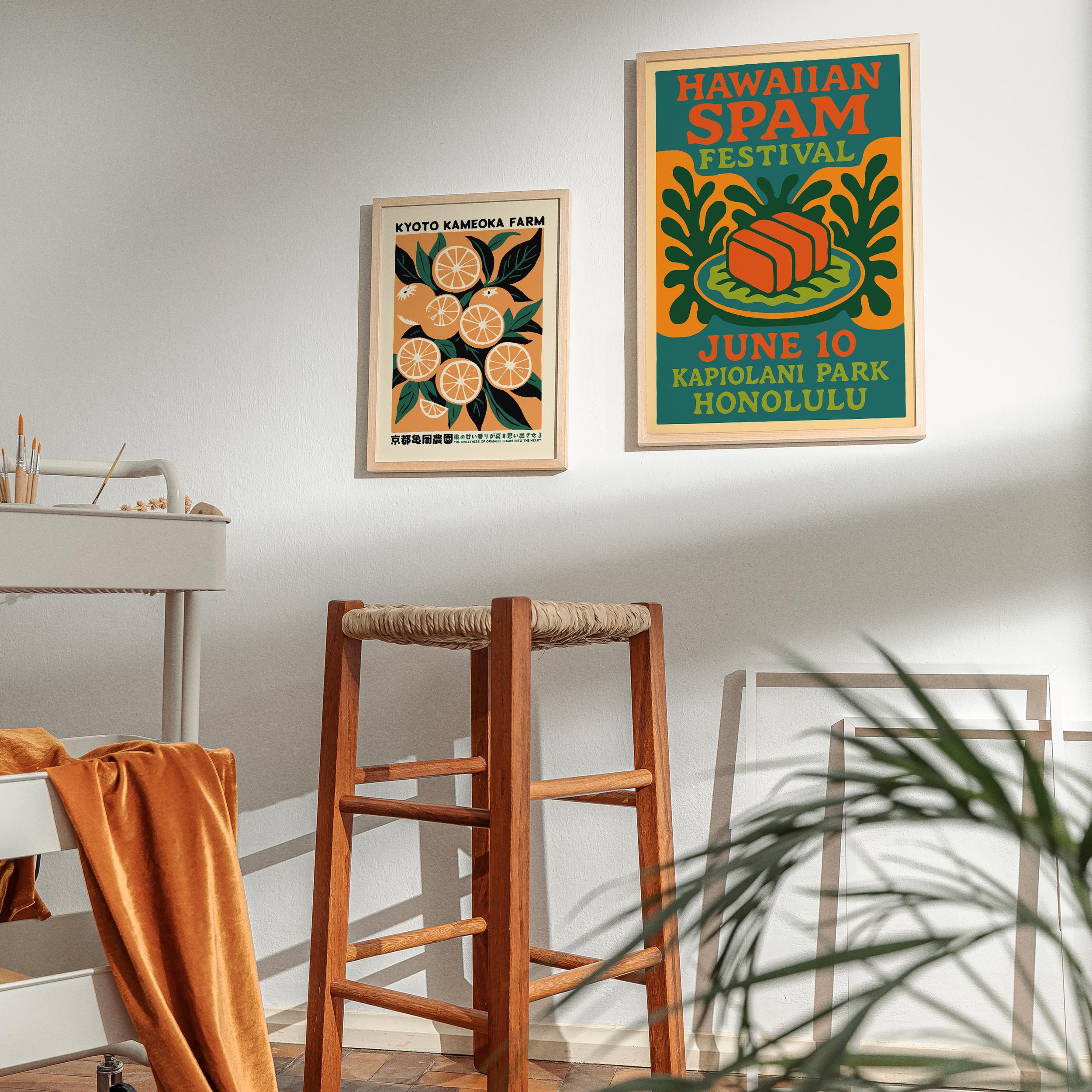 Hawaiian Spam Festival Poster - Tropical Wall Art Kitchen Decor