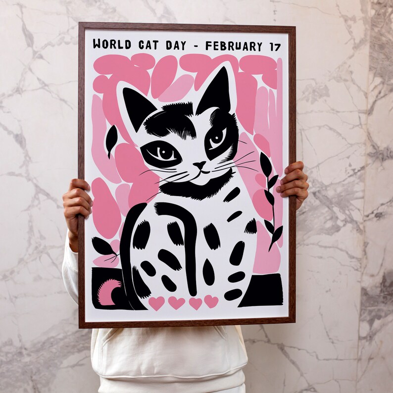 World Cat Day Poster Original Poster Print Illustration Etsy