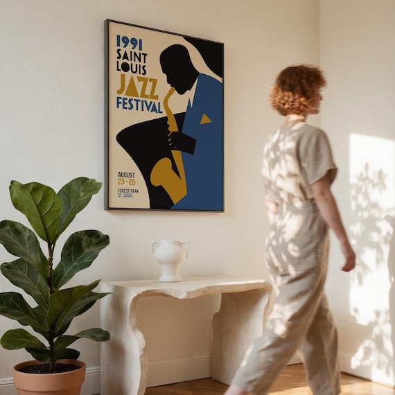 Jazz Festival Poster - St Louis Wall Art, Music Lover Decor, Mid