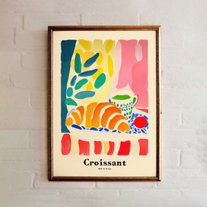 Croissant Poster Print I French Art I Coffee Wall Art I Retro Coffee Print I Birthday Gift I Watercolor Croissant Poster I Housewarming Gift