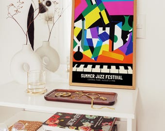 Summer Jazz Festival 1998 POSTER | Piano Keys Abstract Shapes