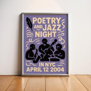 Poetry and Jazz Night Poster: Retro NYC Music Print