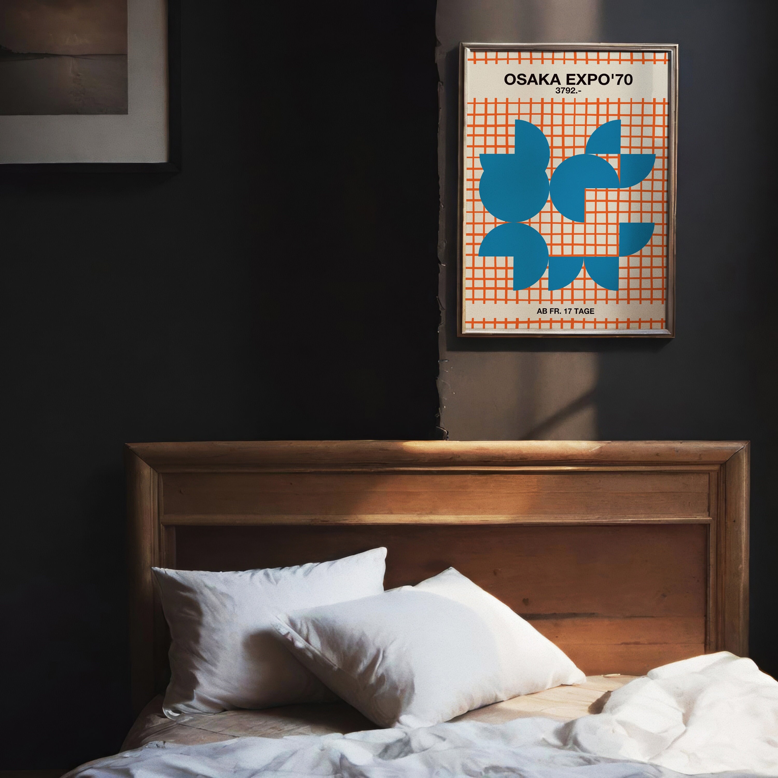 Iconic Vintage Osaka Expo Poster - Abstract Blue Shapes - Retro