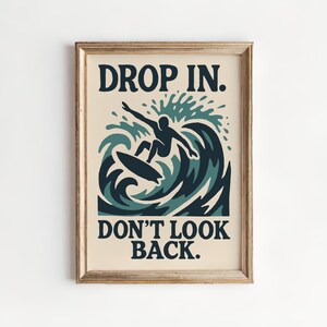 Surfing Motivational Poster - Vintage Wave Art for Beach Lovers, Surfers & Ocean Enthusiasts - Coastal Wall Decor Gift for Adventure Seekers