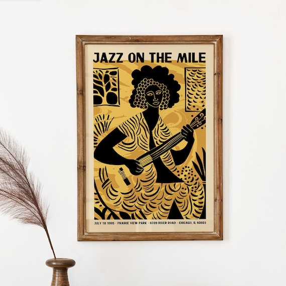 Jazz on the Mile 1995 Poster | 90s Jazz Music Wall Art Vintage