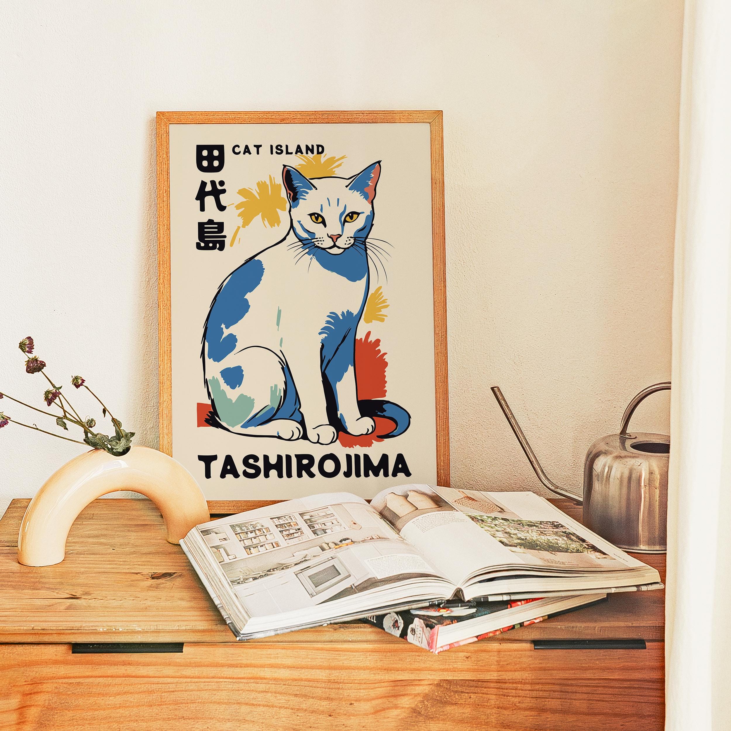 Cat Island Tashirojima Poster - Feline Travel Wall Art Print