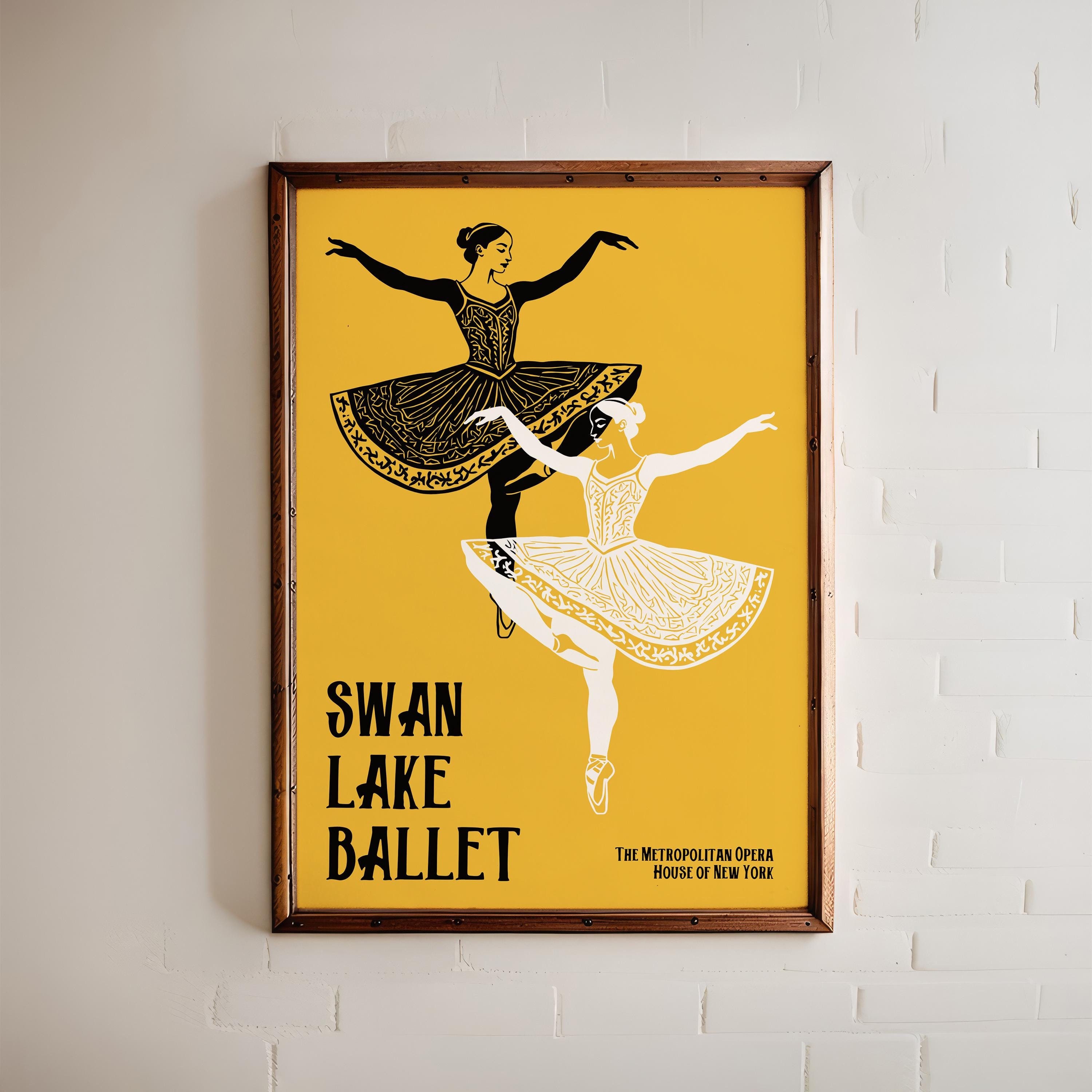 Swan Lake Ballet Poster Print - New York Opera House Dance Theater
