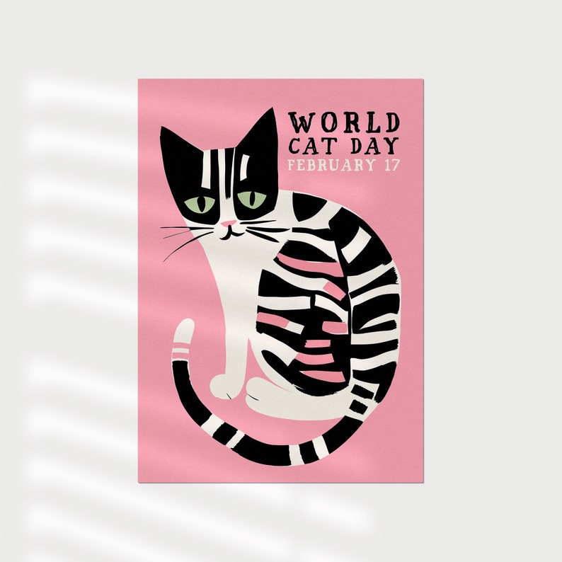 World Cat Day Poster Cute Artwork for Enhancing Walls Etsy