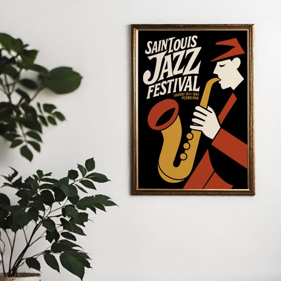1991 Saint Louis Jazz Festival – Music Poster Print Saxophone