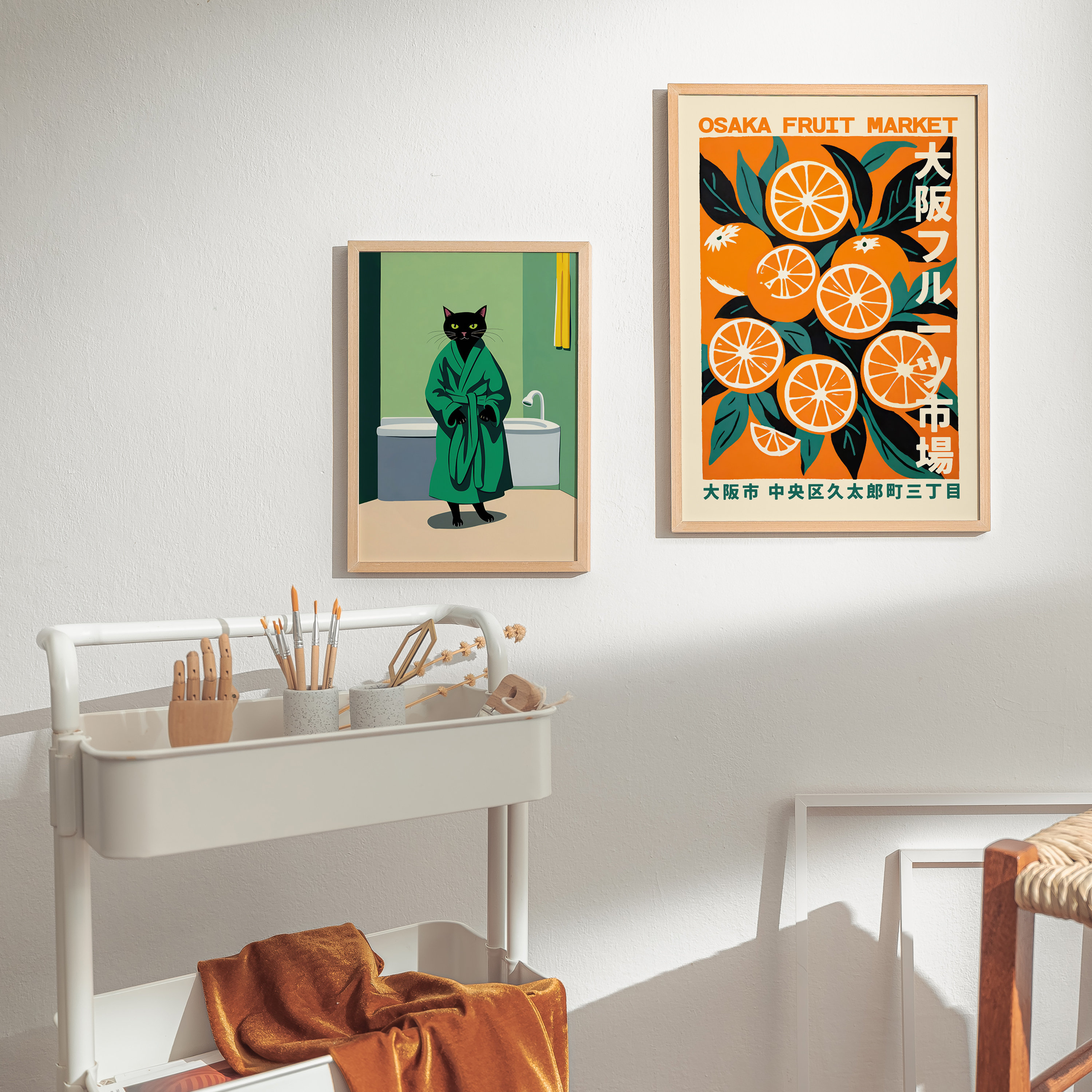 Osaka Fruit Market Poster - Vibrant Orange Design - Retro Japanese