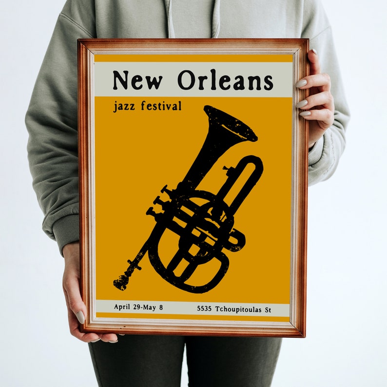 New Orleans Jazz Festival Poster Music Concert Art Print Etsy