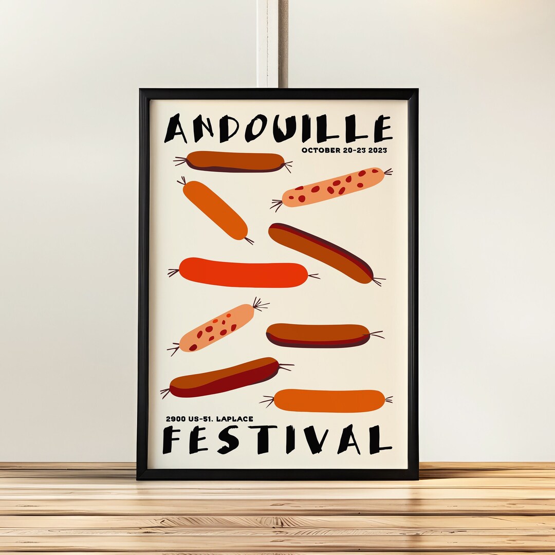 Andouille Festival POSTER Hotdog Poster Lafayette Food Etsy