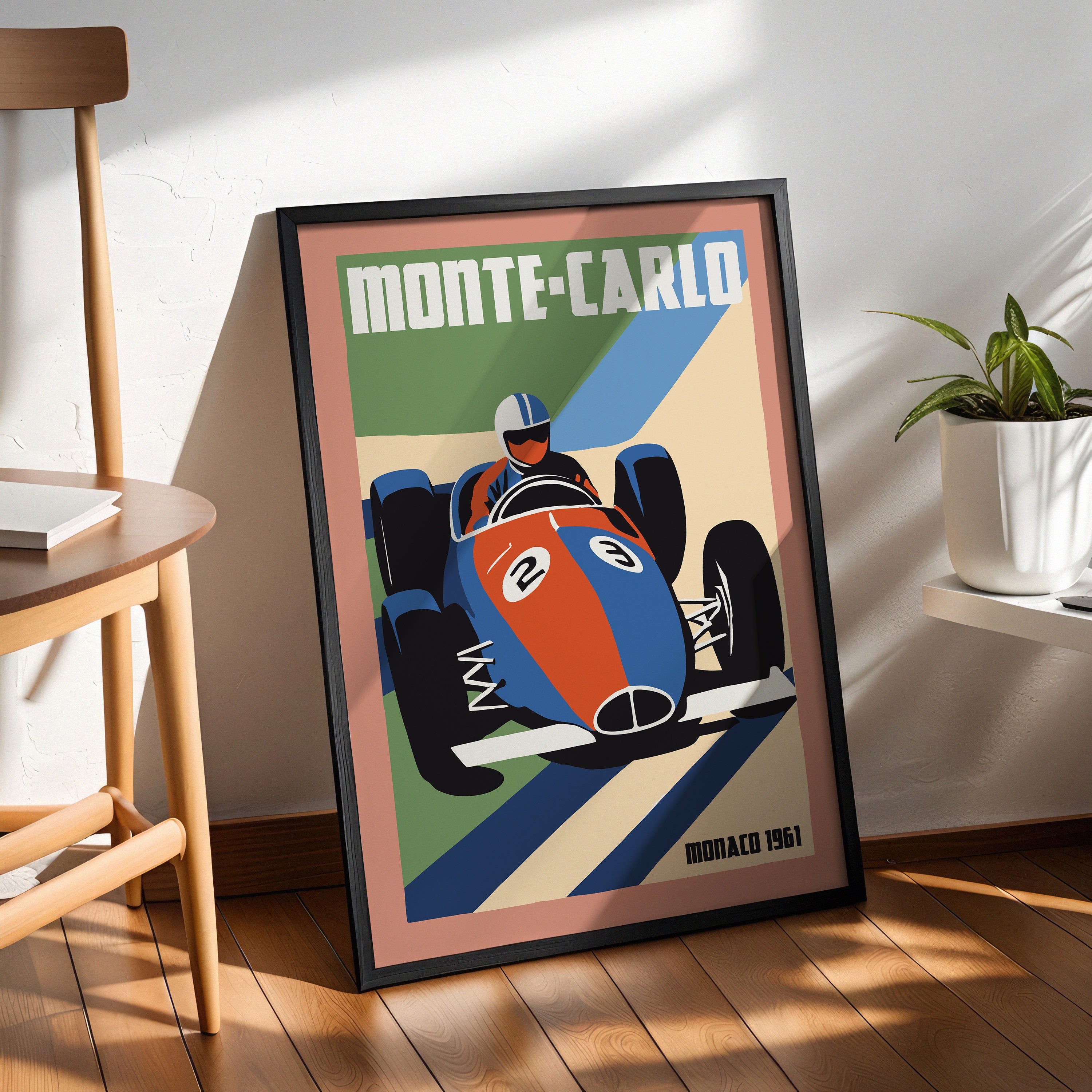Monte-carlo Monaco 1961 Racing Poster: Mid-century Modern