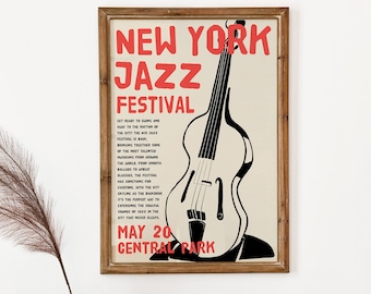 New York Jazz Festival POSTER - Music Wall Decor Home Office Vintage Concert City Print