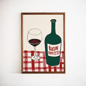 Buon Appetito Print: Italian Kitchen Wine Art, Mediterranean Decor