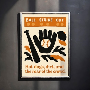 Vintage Baseball Poster: Retro Sports Art for Game Room